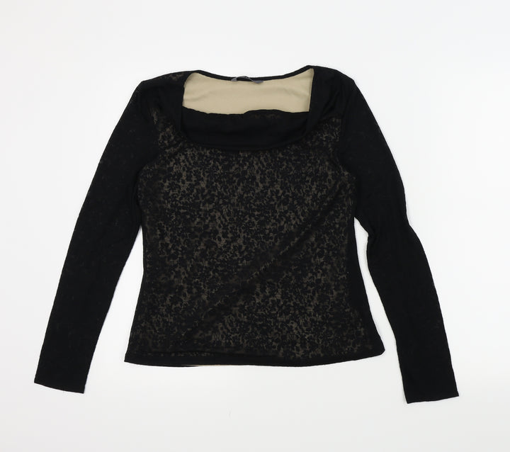 BHS Womens Black Floral  Basic Blouse Size 12