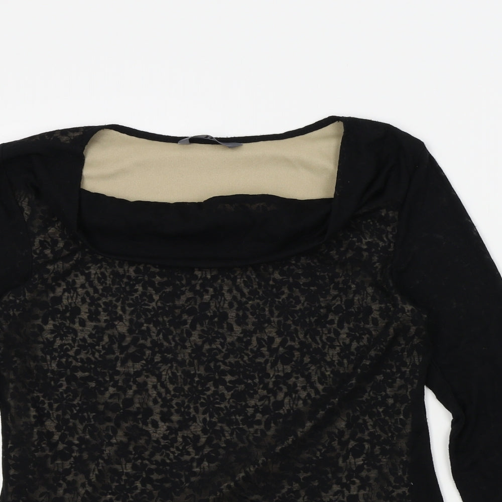BHS Womens Black Floral  Basic Blouse Size 12
