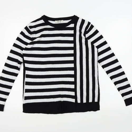 Peacocks Womens Black Striped  Pullover Jumper Size 8