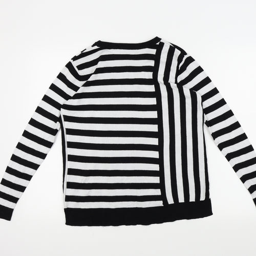 Peacocks Womens Black Striped  Pullover Jumper Size 8