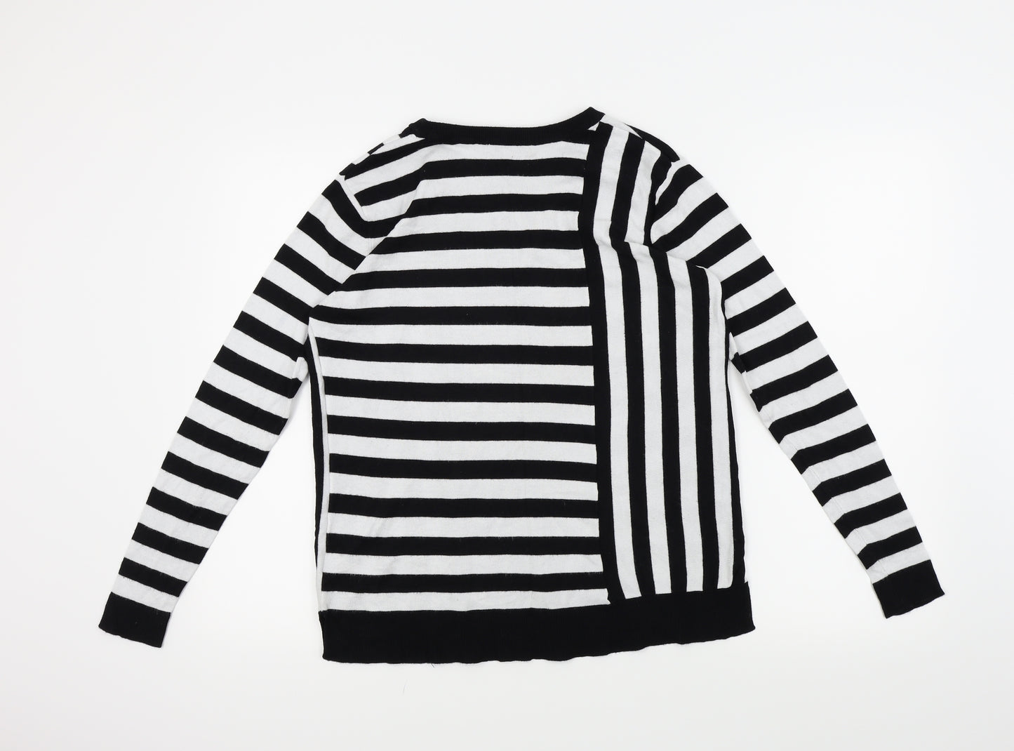 Peacocks Womens Black Striped  Pullover Jumper Size 8