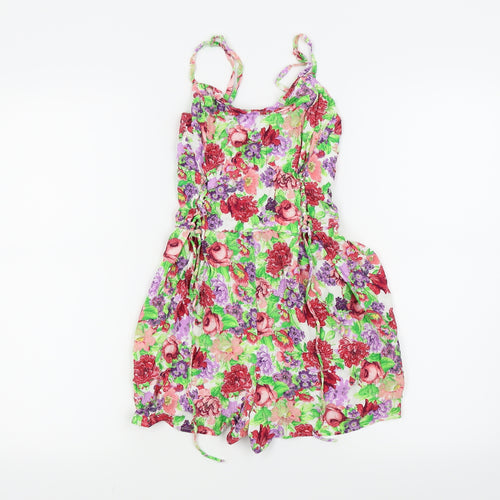 Bershka Womens Green Floral  Romper One-Piece Size S