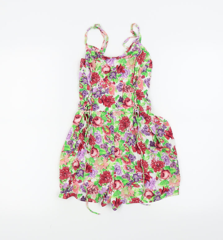 Bershka Womens Green Floral  Romper One-Piece Size S