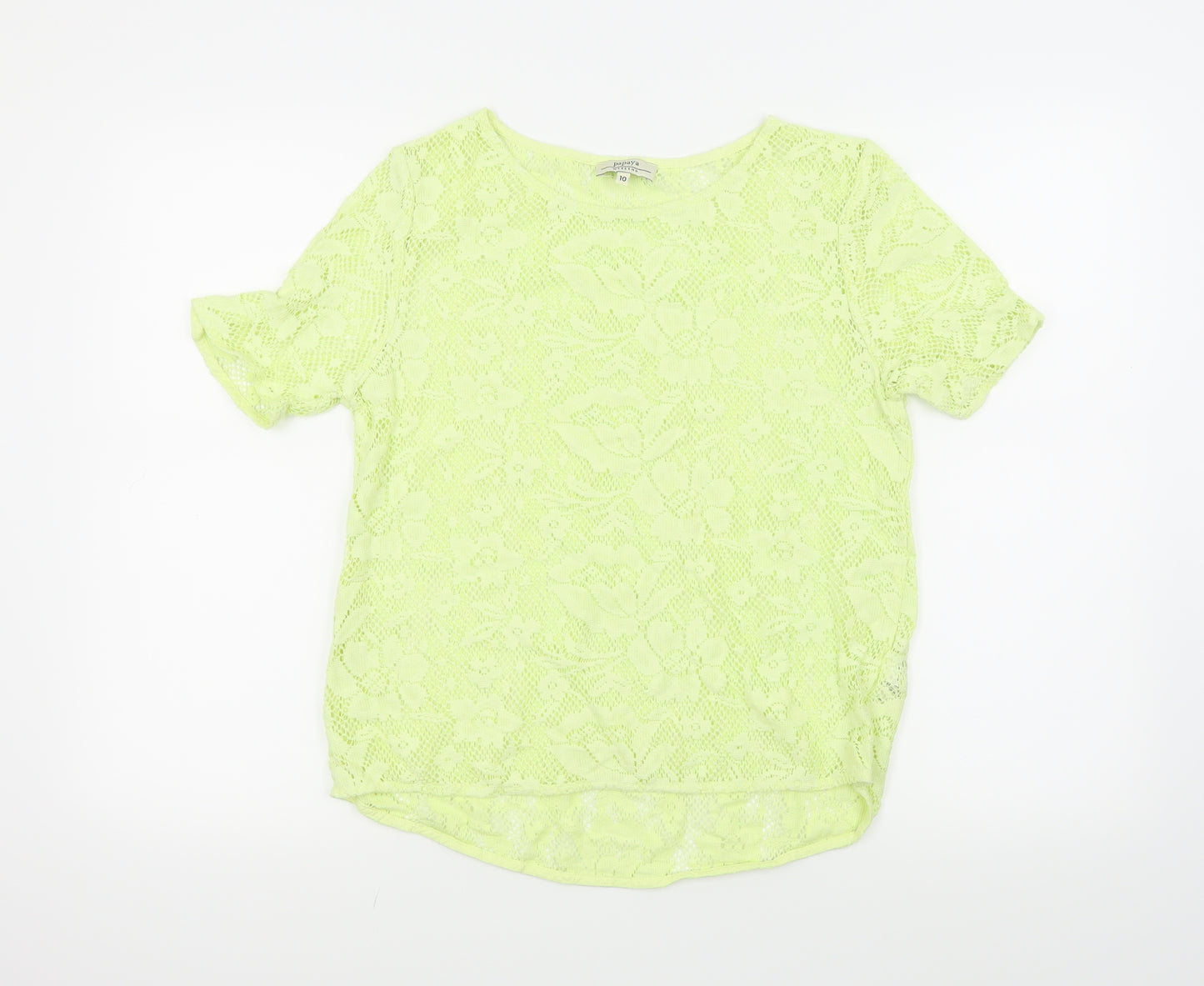 Papaya Womens Yellow   Basic T-Shirt Size 10