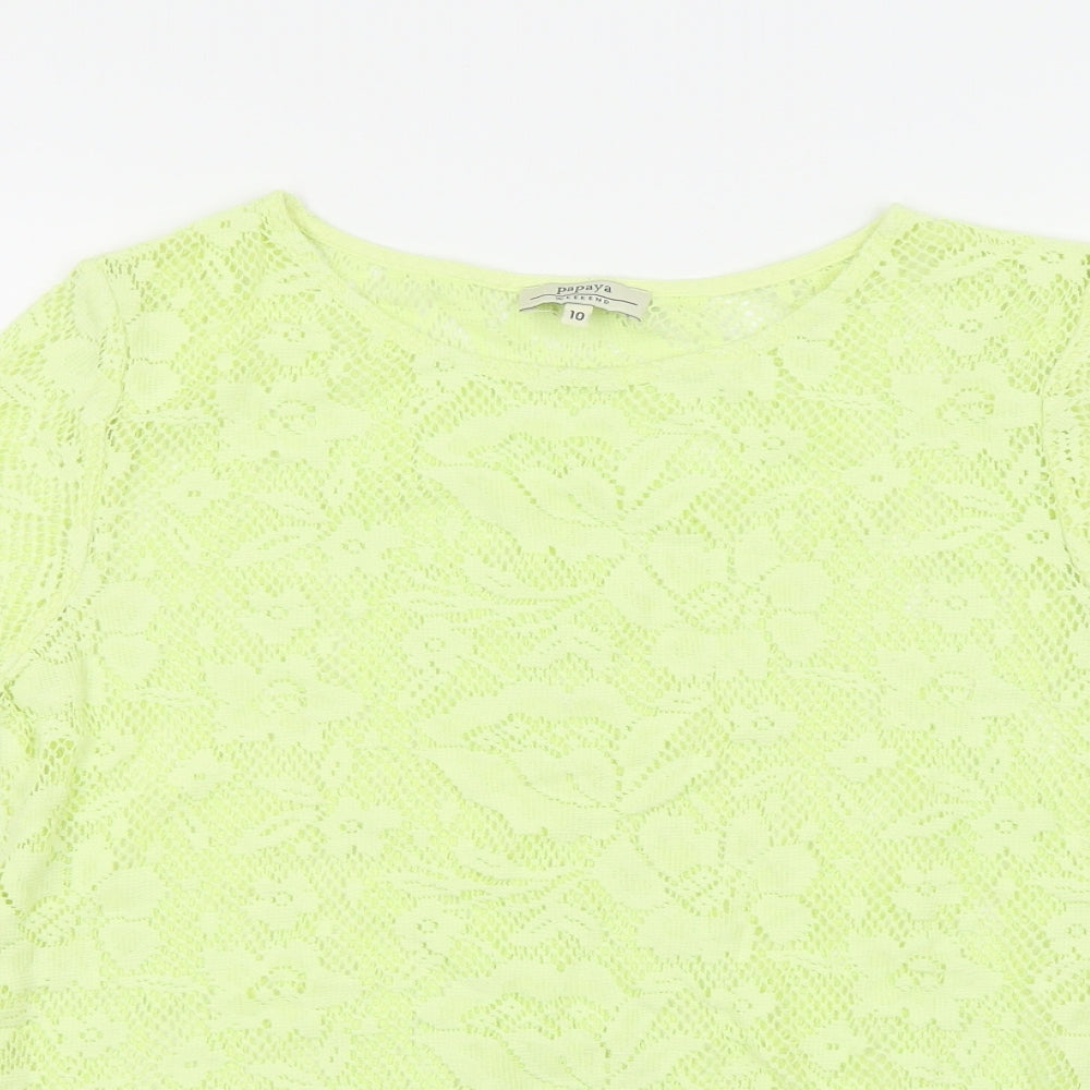 Papaya Womens Yellow   Basic T-Shirt Size 10