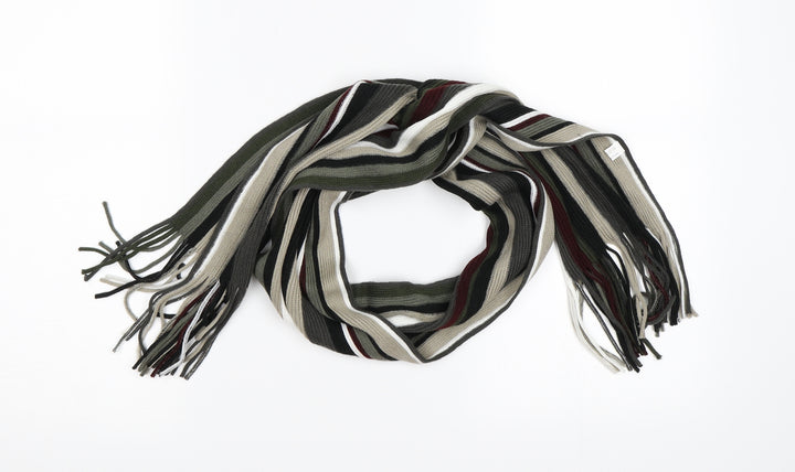 flagstaff Mens Grey Striped Knit Scarf  One Size