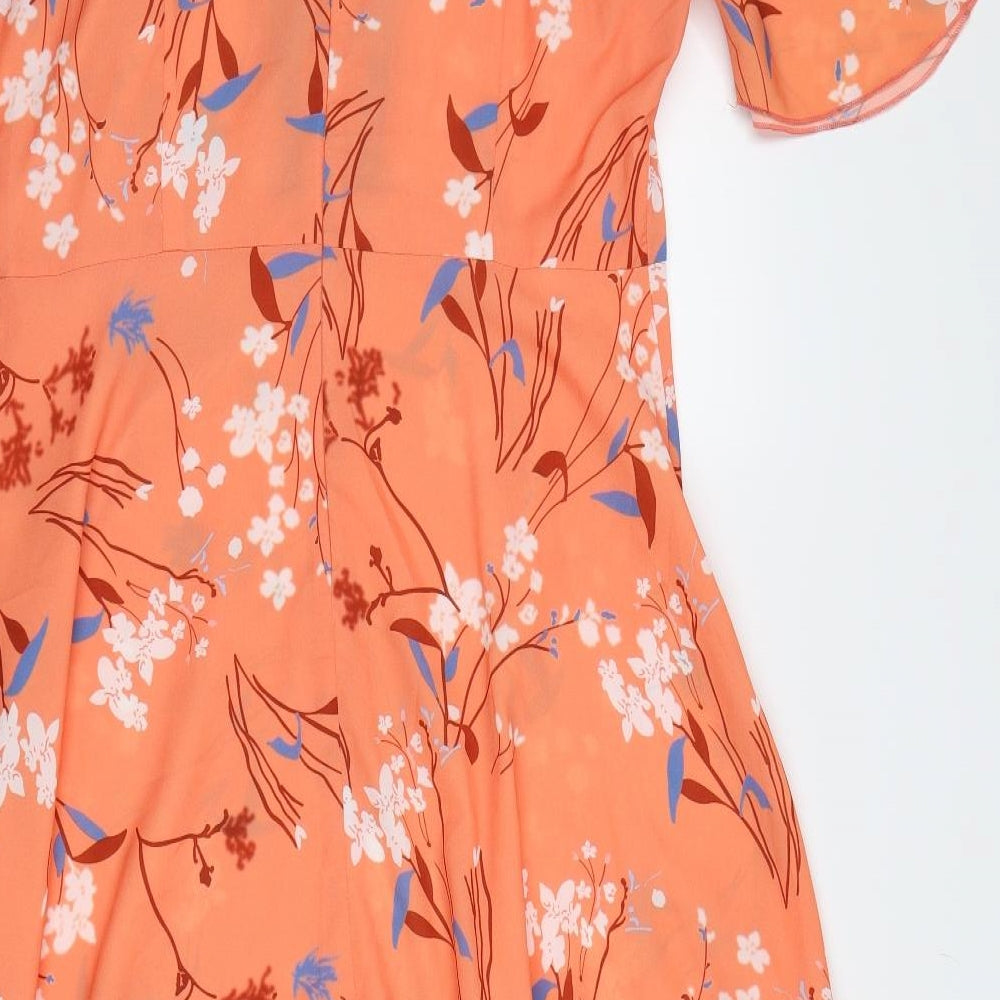 Preworn Womens Orange Floral  Trapeze & Swing  Size L