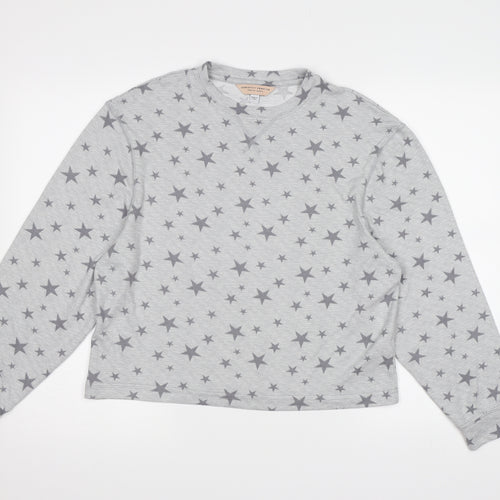 Dorothy Perkins Womens Grey  Fleece Top Pyjama Top Size M  - Star pattern