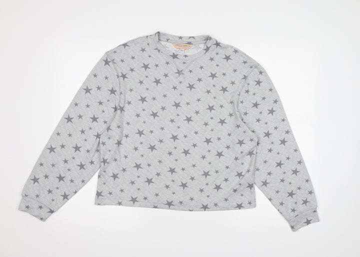 Dorothy Perkins Womens Grey  Fleece Top Pyjama Top Size M  - Star pattern