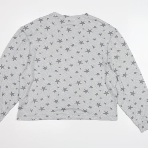 Dorothy Perkins Womens Grey  Fleece Top Pyjama Top Size M  - Star pattern