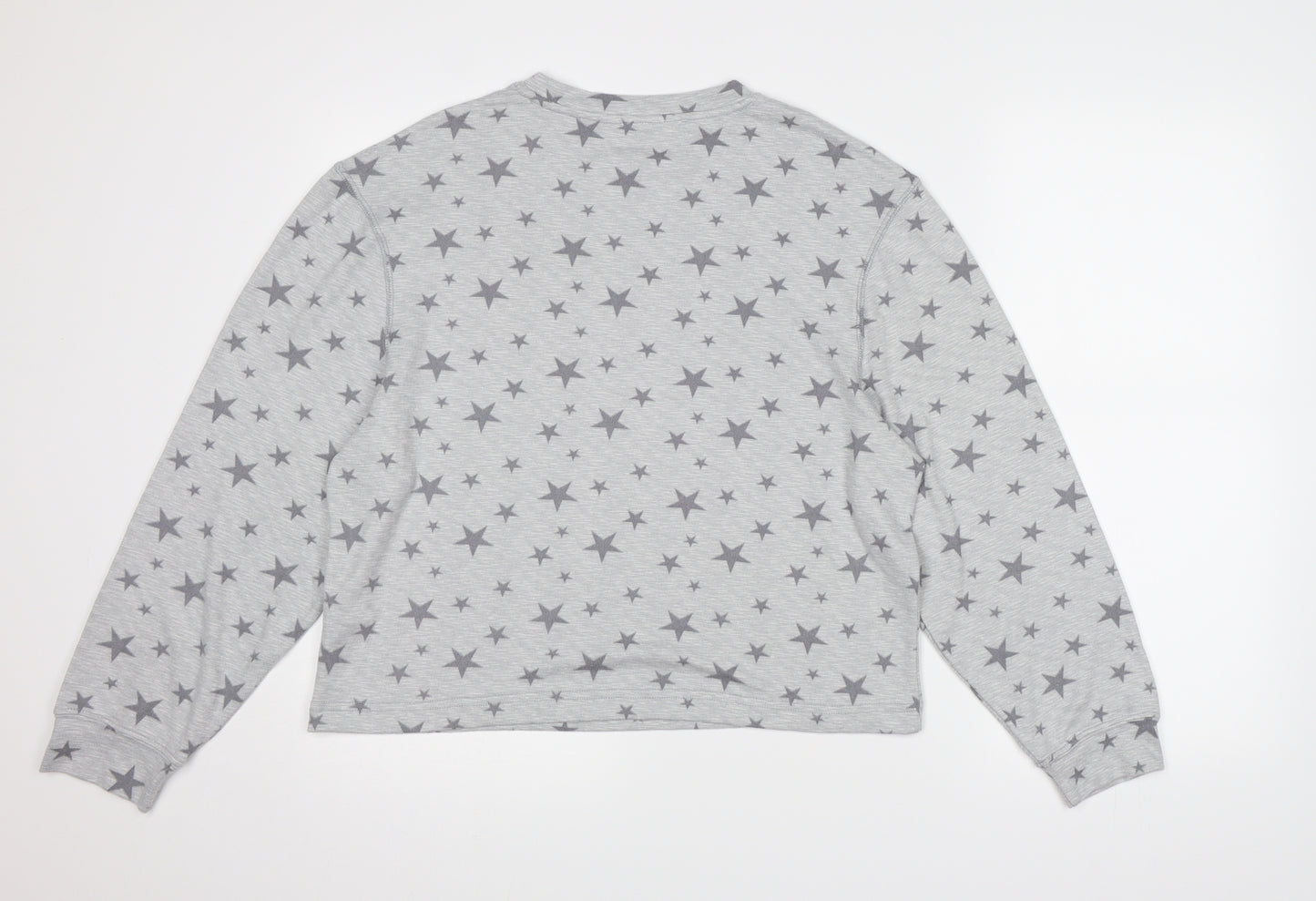 Dorothy Perkins Womens Grey  Fleece Top Pyjama Top Size M  - Star pattern