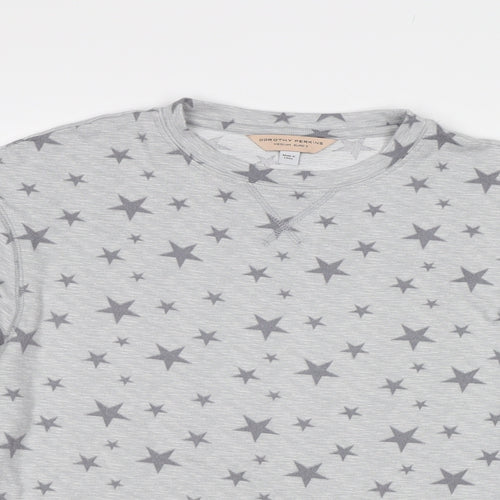 Dorothy Perkins Womens Grey  Fleece Top Pyjama Top Size M  - Star pattern