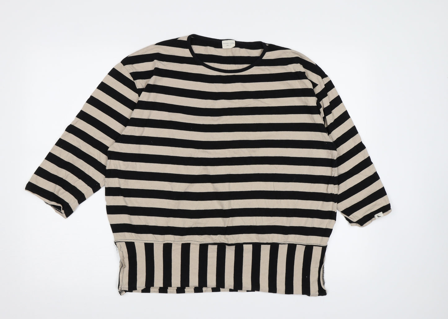 turtledove Womens Brown Striped  Basic T-Shirt Size M