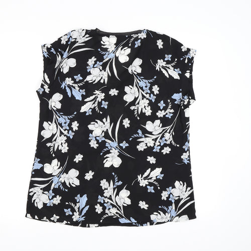 Worthington Womens Black Floral Chiffon Basic Blouse Size S