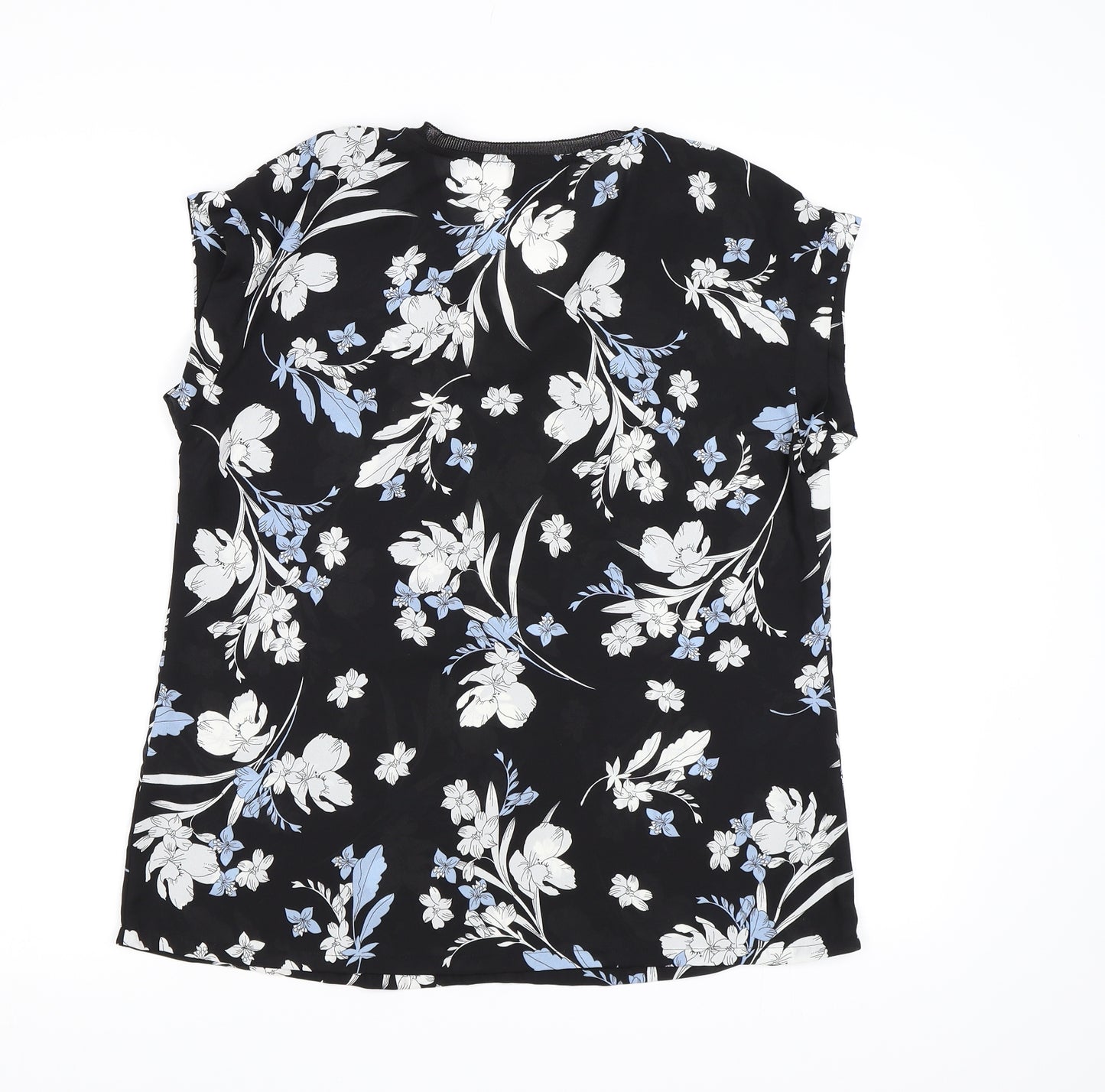 Worthington Womens Black Floral Chiffon Basic Blouse Size S