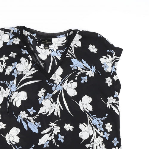 Worthington Womens Black Floral Chiffon Basic Blouse Size S