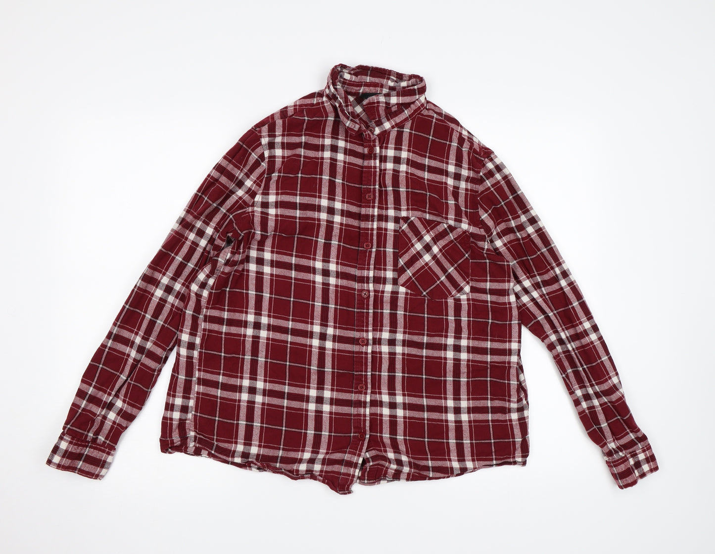 New Look Womens Red Check  Basic Button-Up Size 12