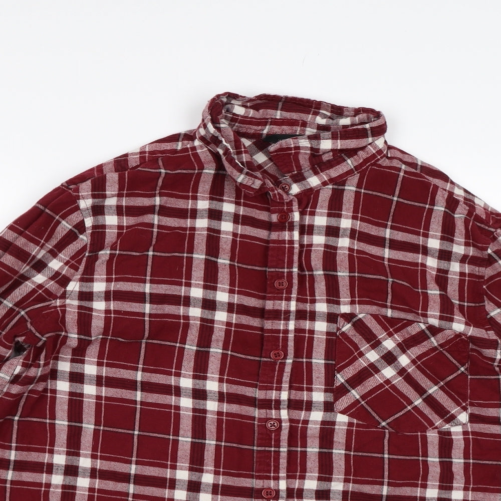 New Look Womens Red Check  Basic Button-Up Size 12