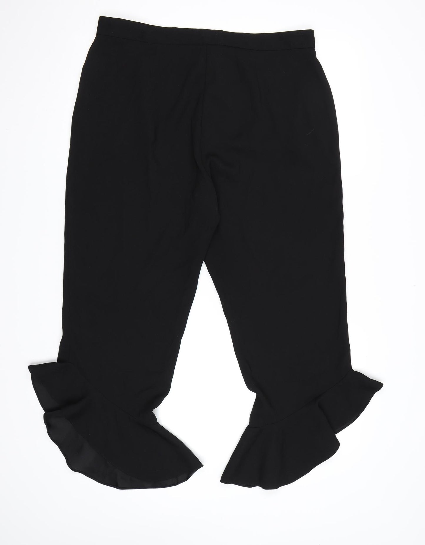 River Island Womens Black  Rayon Dress Pants Trousers Size 14 L25 in - Frill hem