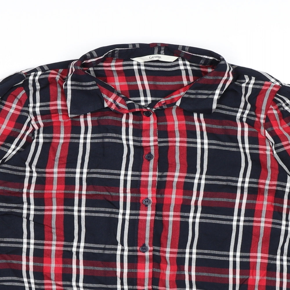 George Womens Black Check  Basic Button-Up Size 8