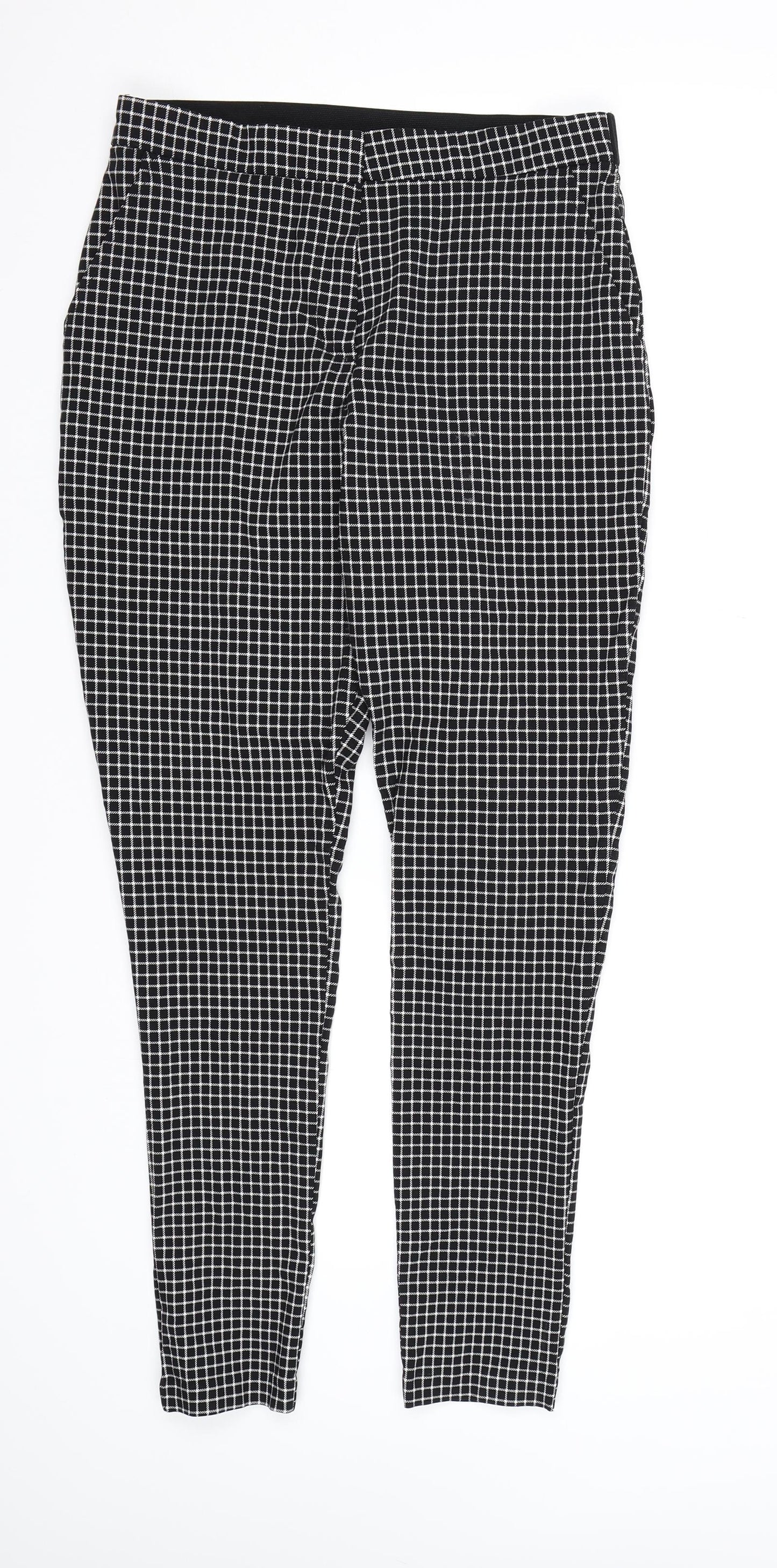 George Womens Black Check Rayon Trousers  Size 12 L28 in