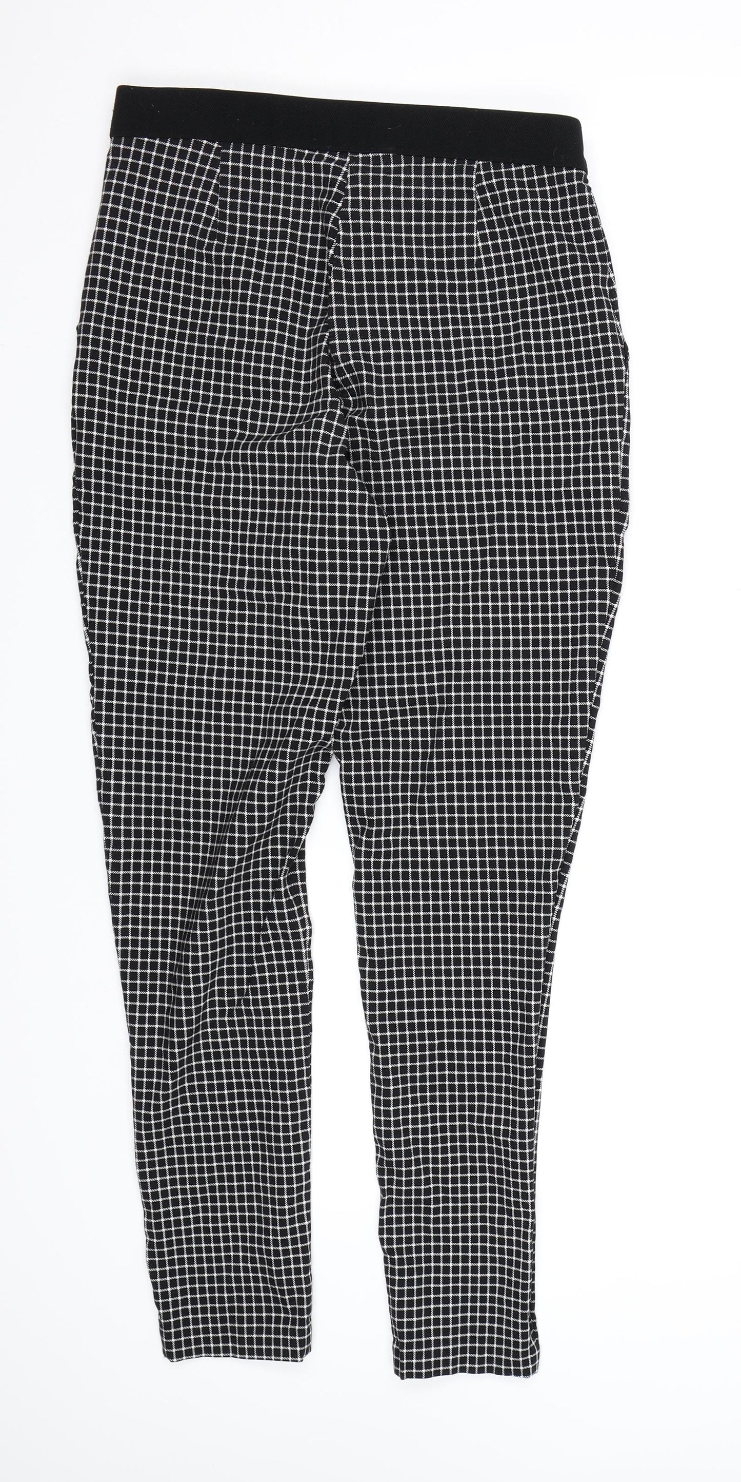 George Womens Black Check Rayon Trousers  Size 12 L28 in
