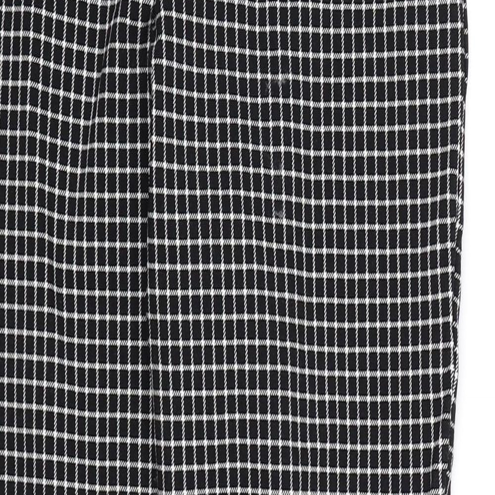 George Womens Black Check Rayon Trousers  Size 12 L28 in
