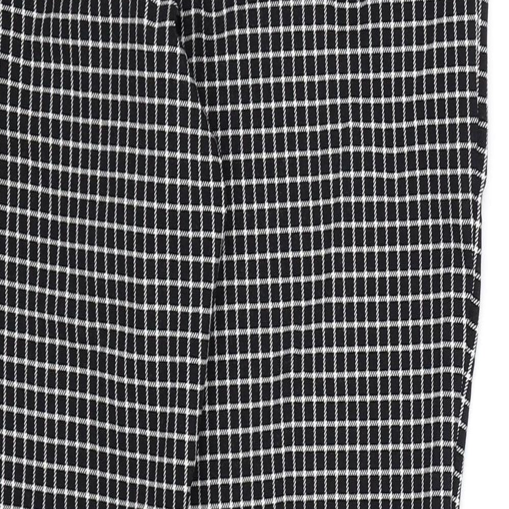George Womens Black Check Rayon Trousers  Size 12 L28 in