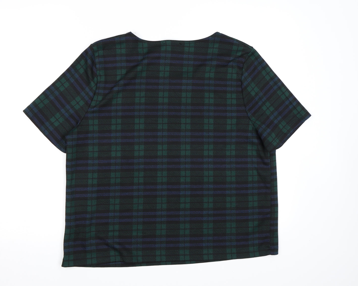 New Look Womens Green Check  Basic T-Shirt Size 16