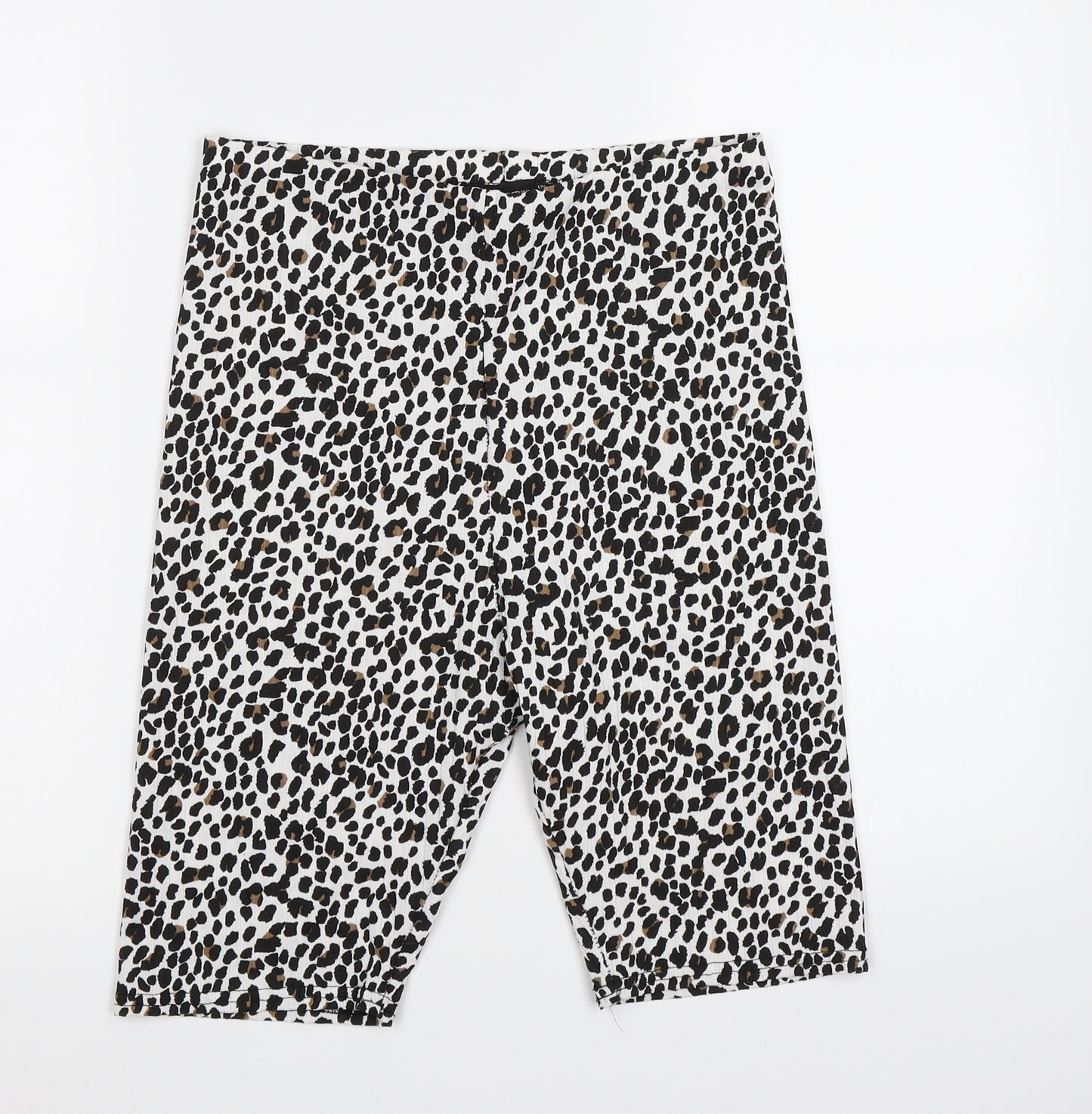 PRETTYLITTLETHING Womens White Animal Print  Biker Shorts Size 14