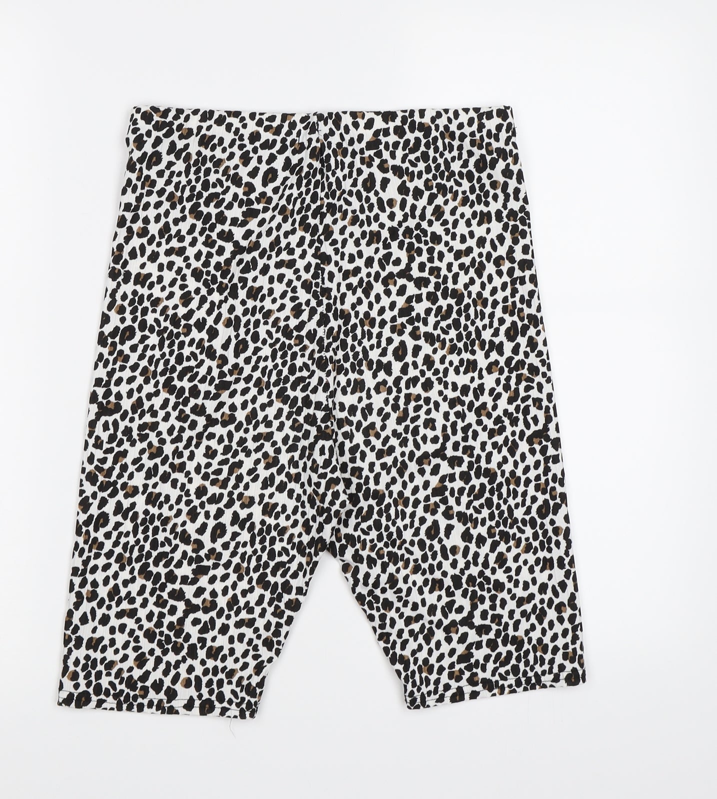 PRETTYLITTLETHING Womens White Animal Print  Biker Shorts Size 14