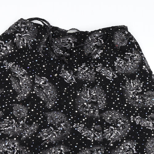 Sukhmani Womens Black Floral  A-Line Skirt