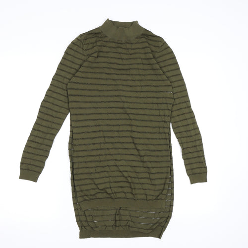 Missguided Womens Green Striped Knit Pullover Jumper Size 10