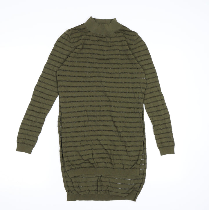 Missguided Womens Green Striped Knit Pullover Jumper Size 10