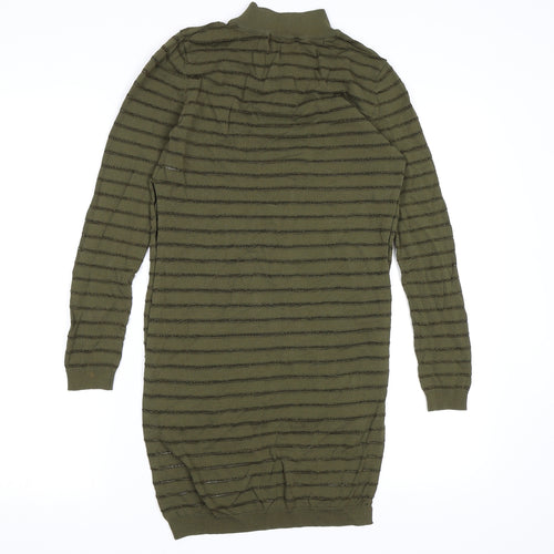 Missguided Womens Green Striped Knit Pullover Jumper Size 10