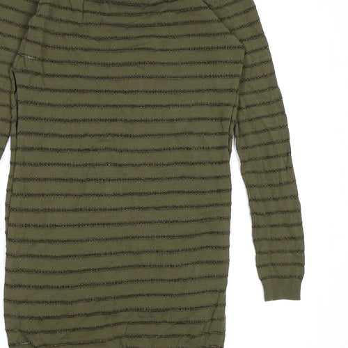 Missguided Womens Green Striped Knit Pullover Jumper Size 10