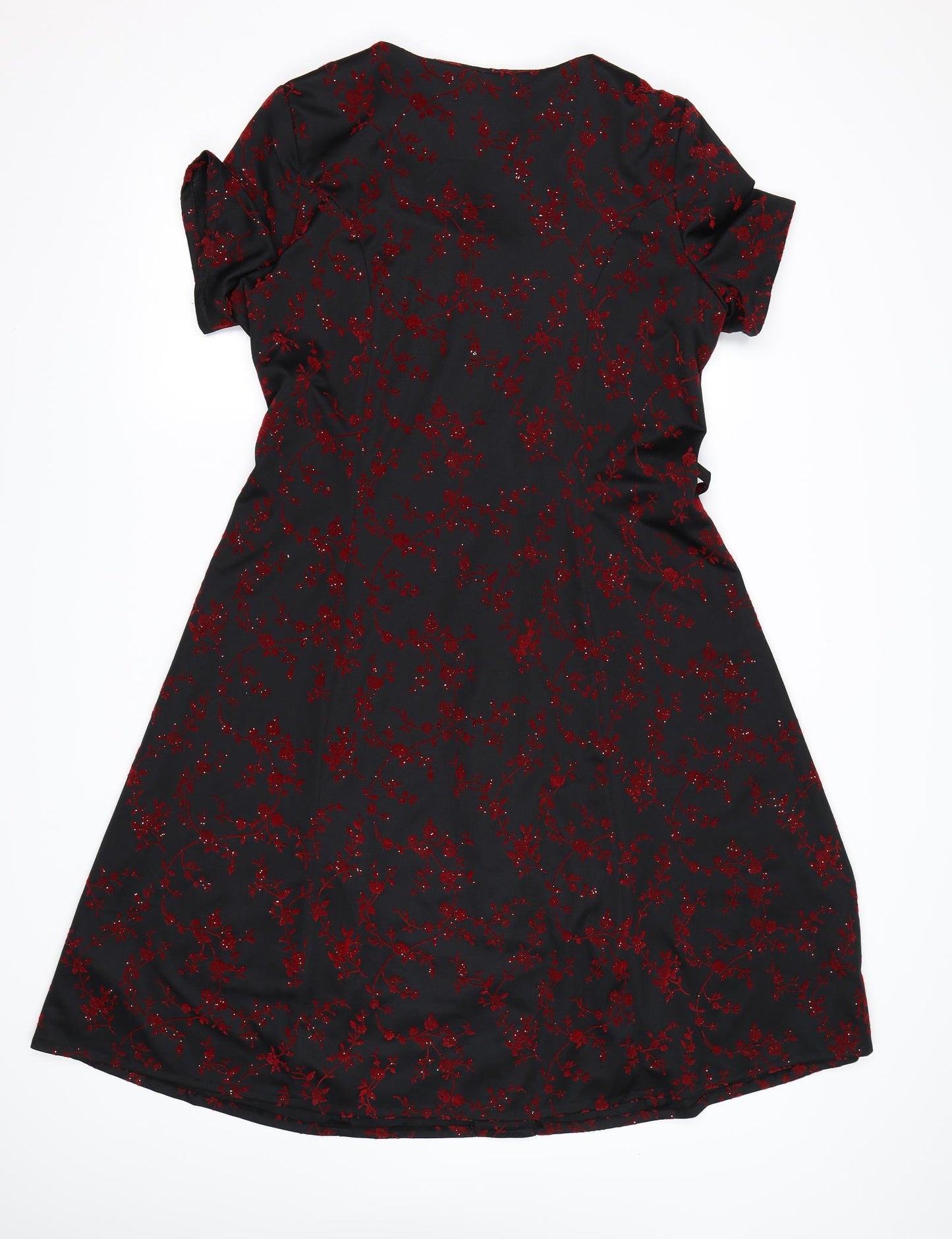 Berkertex Womens Black Floral Rayon Shirt Dress  Size 14