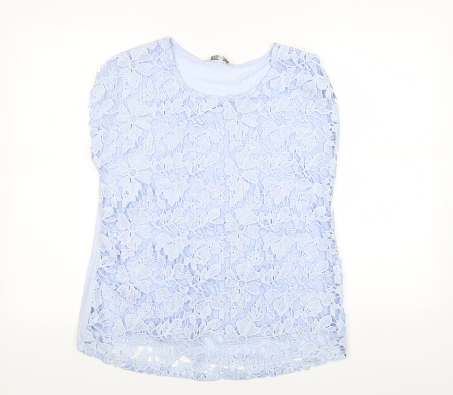 Peacocks Womens Blue Floral  Basic Blouse Size 12