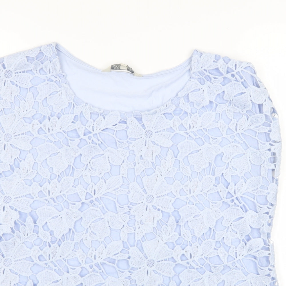 Peacocks Womens Blue Floral  Basic Blouse Size 12