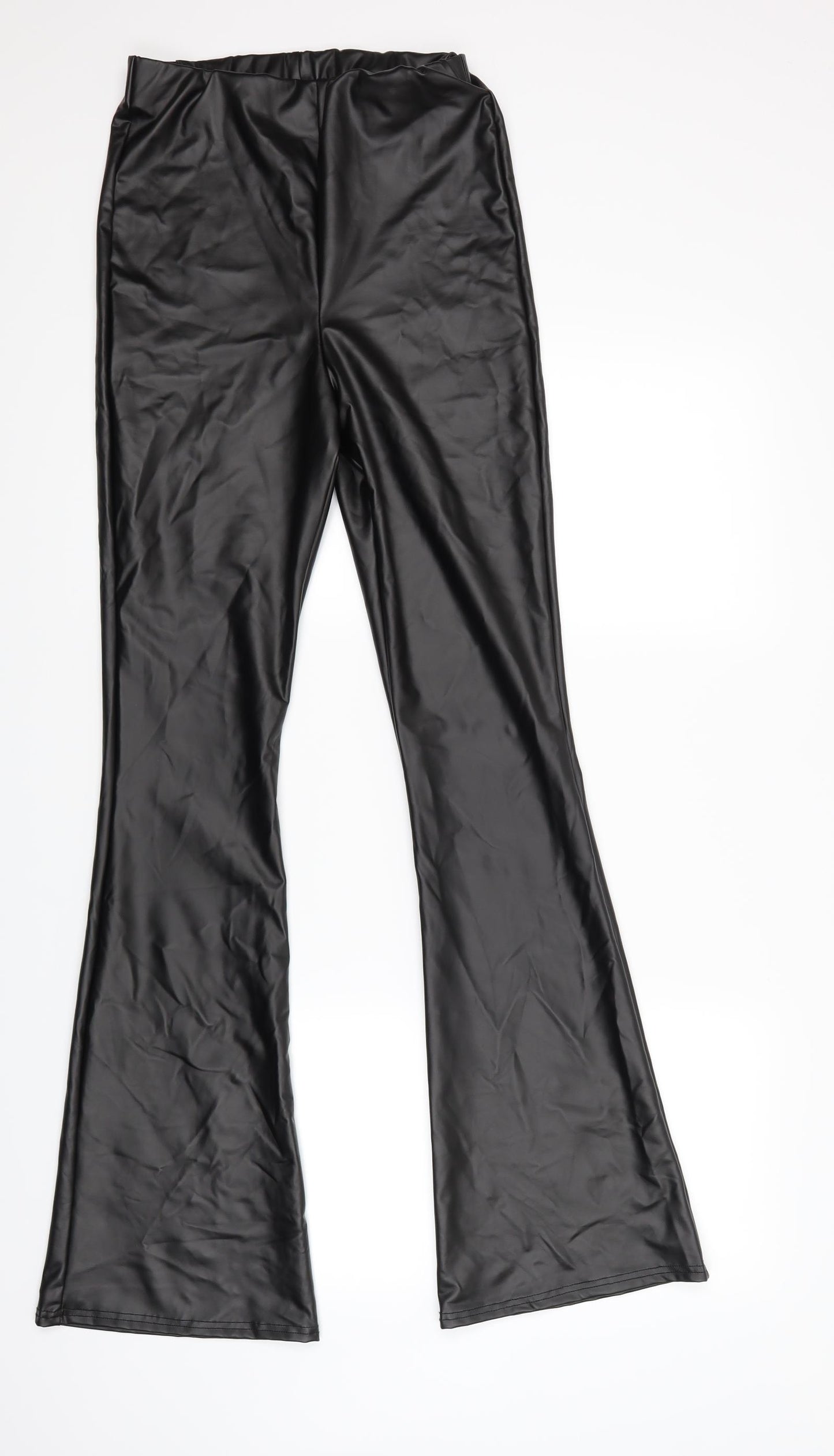 River Island Womens Black  Latex Harem Leggings Size 8 L32 in - Boot Cut leather Look