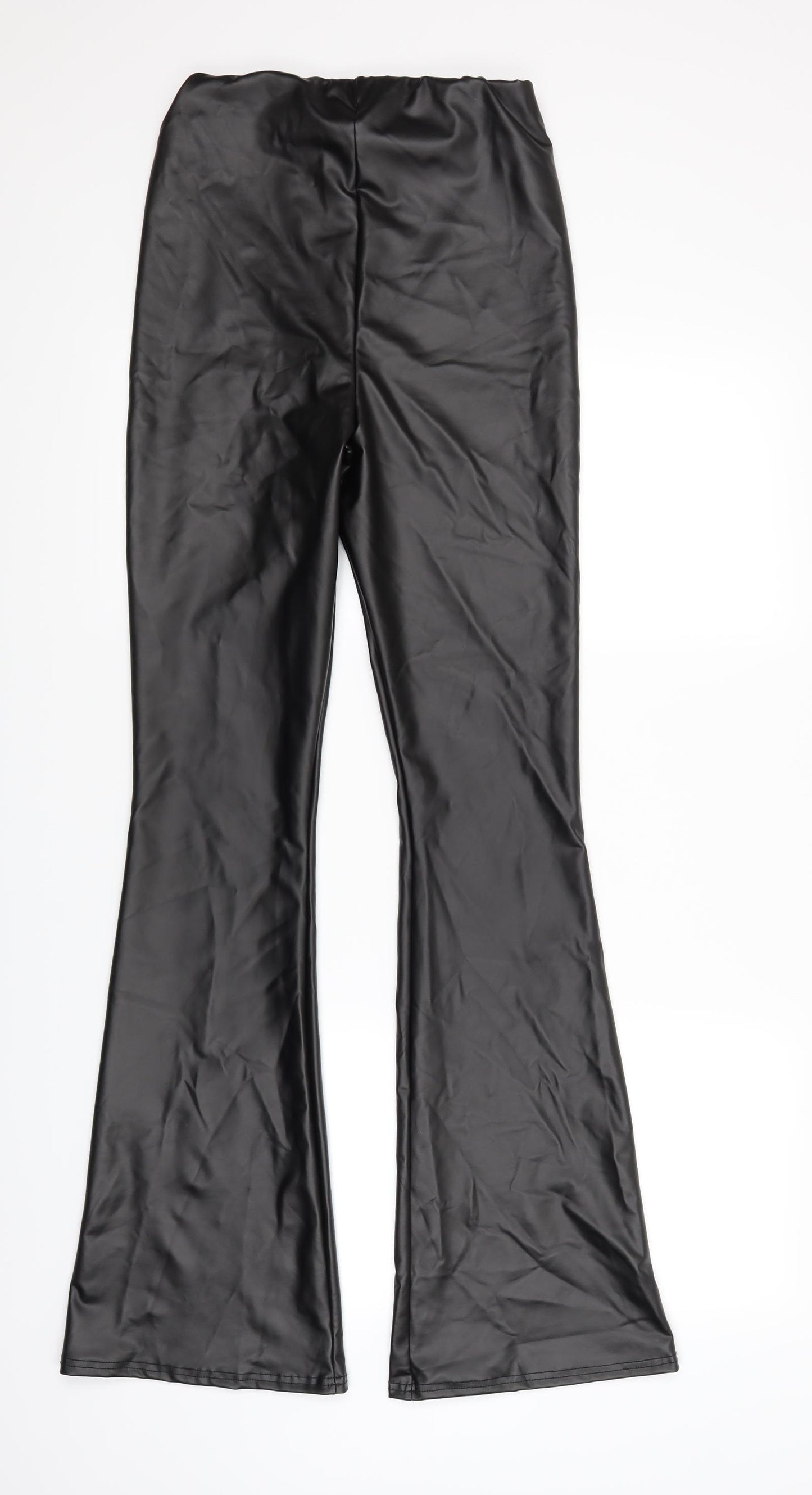 River Island Womens Black  Latex Harem Leggings Size 8 L32 in - Boot Cut leather Look