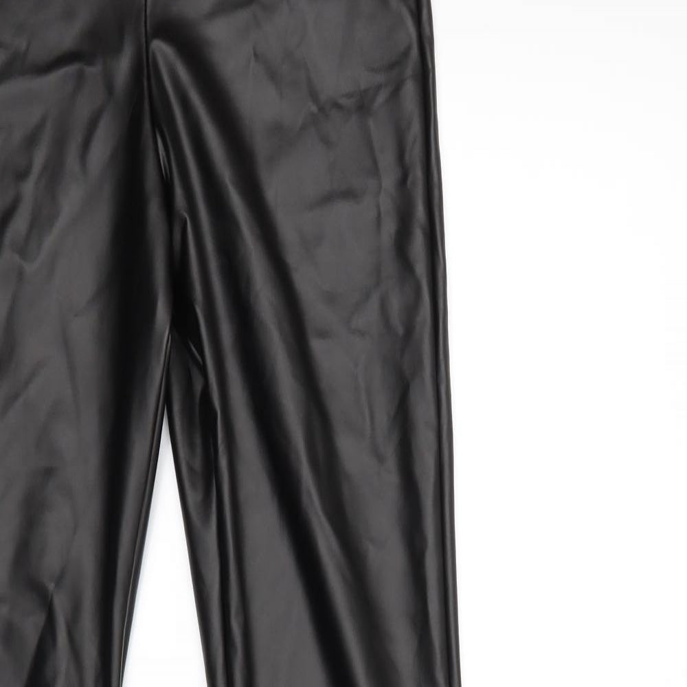 River Island Womens Black  Latex Harem Leggings Size 8 L32 in - Boot Cut leather Look