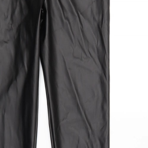 River Island Womens Black  Latex Harem Leggings Size 8 L32 in - Boot Cut leather Look