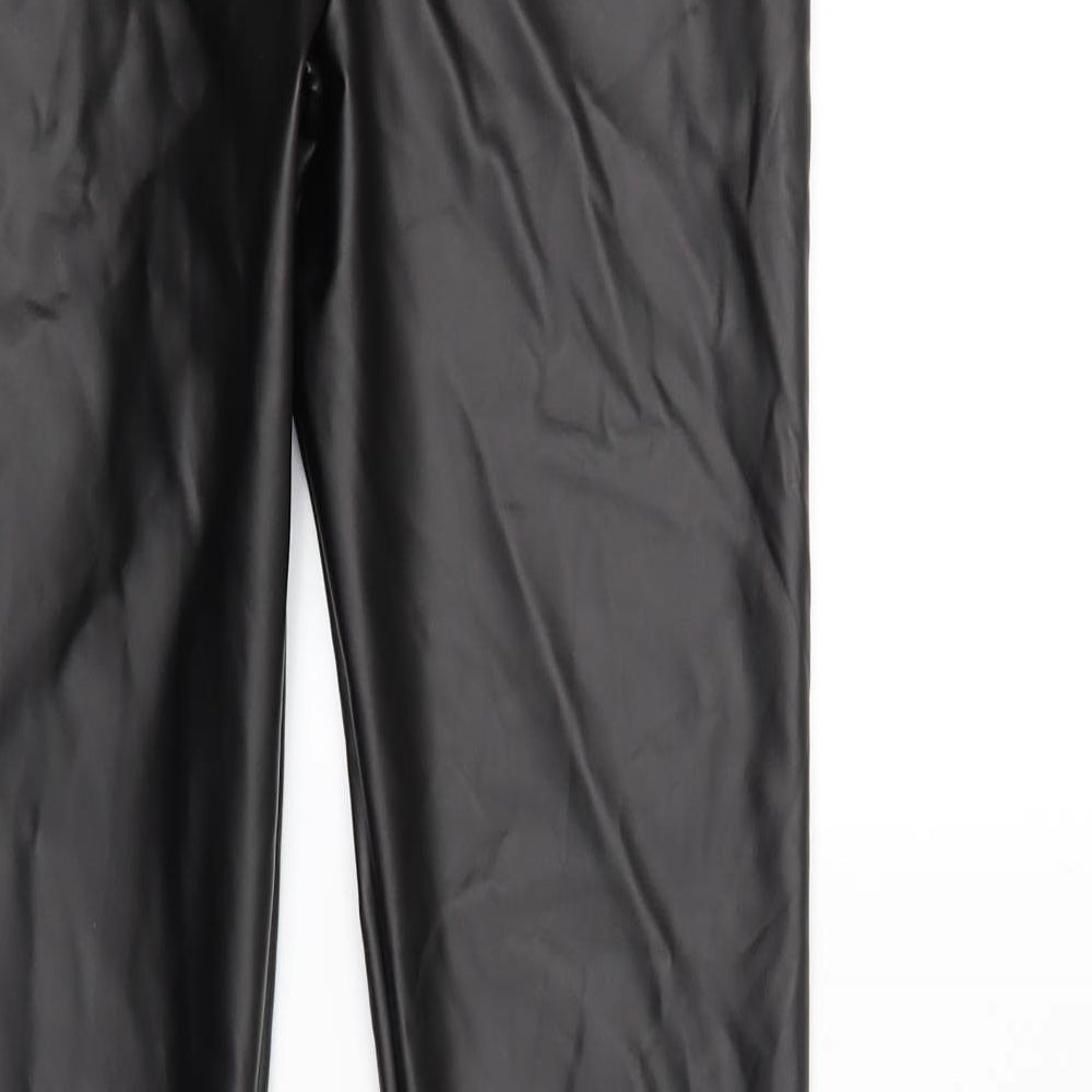 River Island Womens Black  Latex Harem Leggings Size 8 L32 in - Boot Cut leather Look