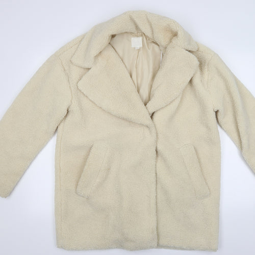 H&M Womens White   Windbreaker Coat Size S  - Sheep Skin Look