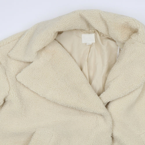 H&M Womens White   Windbreaker Coat Size S  - Sheep Skin Look