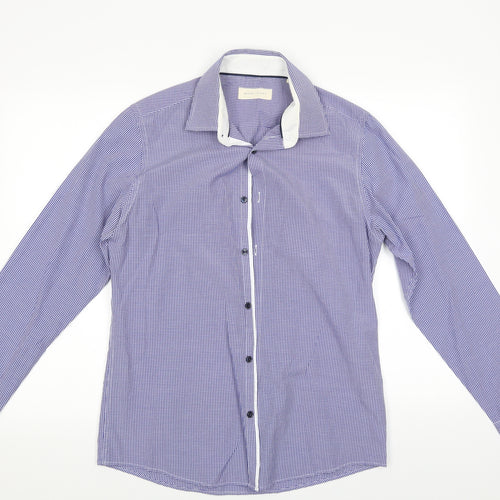 River Island Mens Blue Check   Dress Shirt Size M