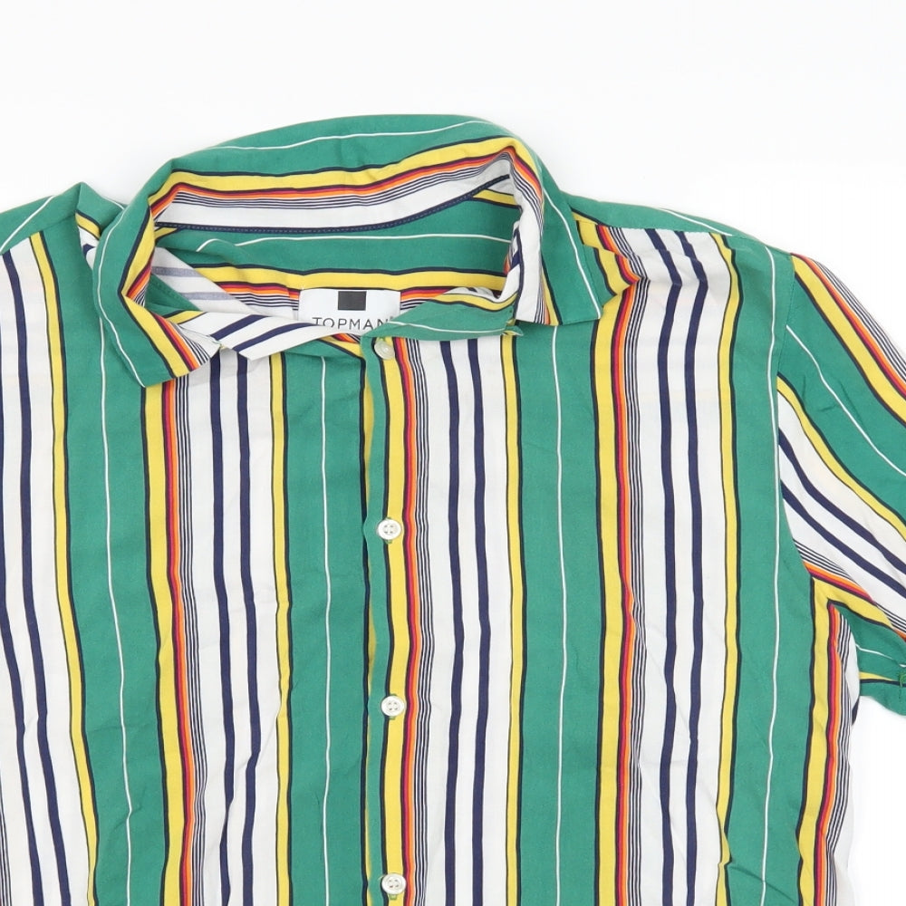 Topman Mens Multicoloured Striped   Button-Up Size M