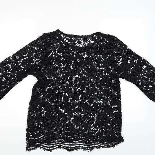 Cellbes Womens Black Floral  Tunic Blouse Size 10