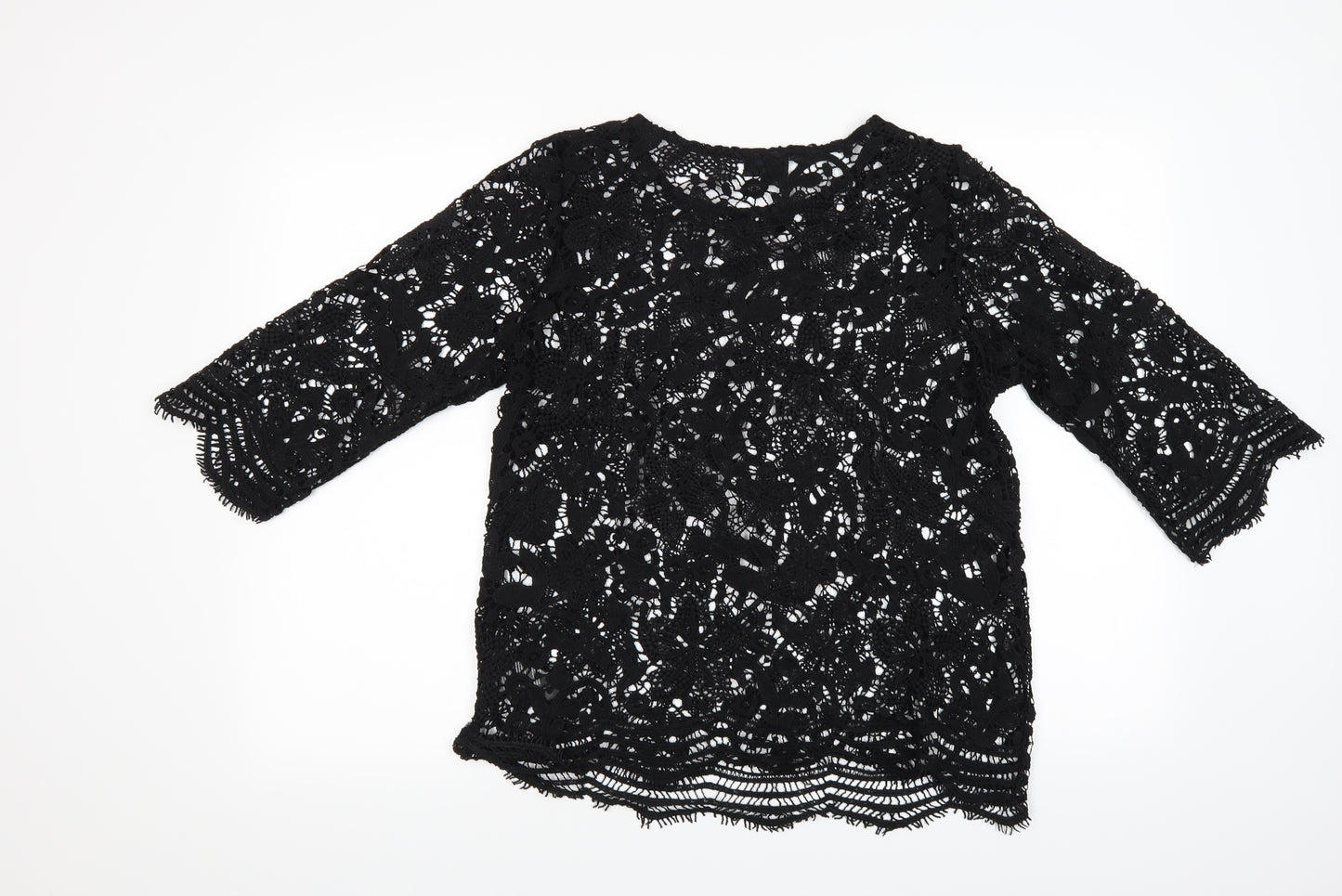 Cellbes Womens Black Floral  Tunic Blouse Size 10